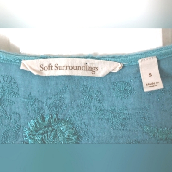 Soft Surroundings Gladstone Porcelain Blue 100% Cotton Embroidered Dress Size S - Picture 6 of 7